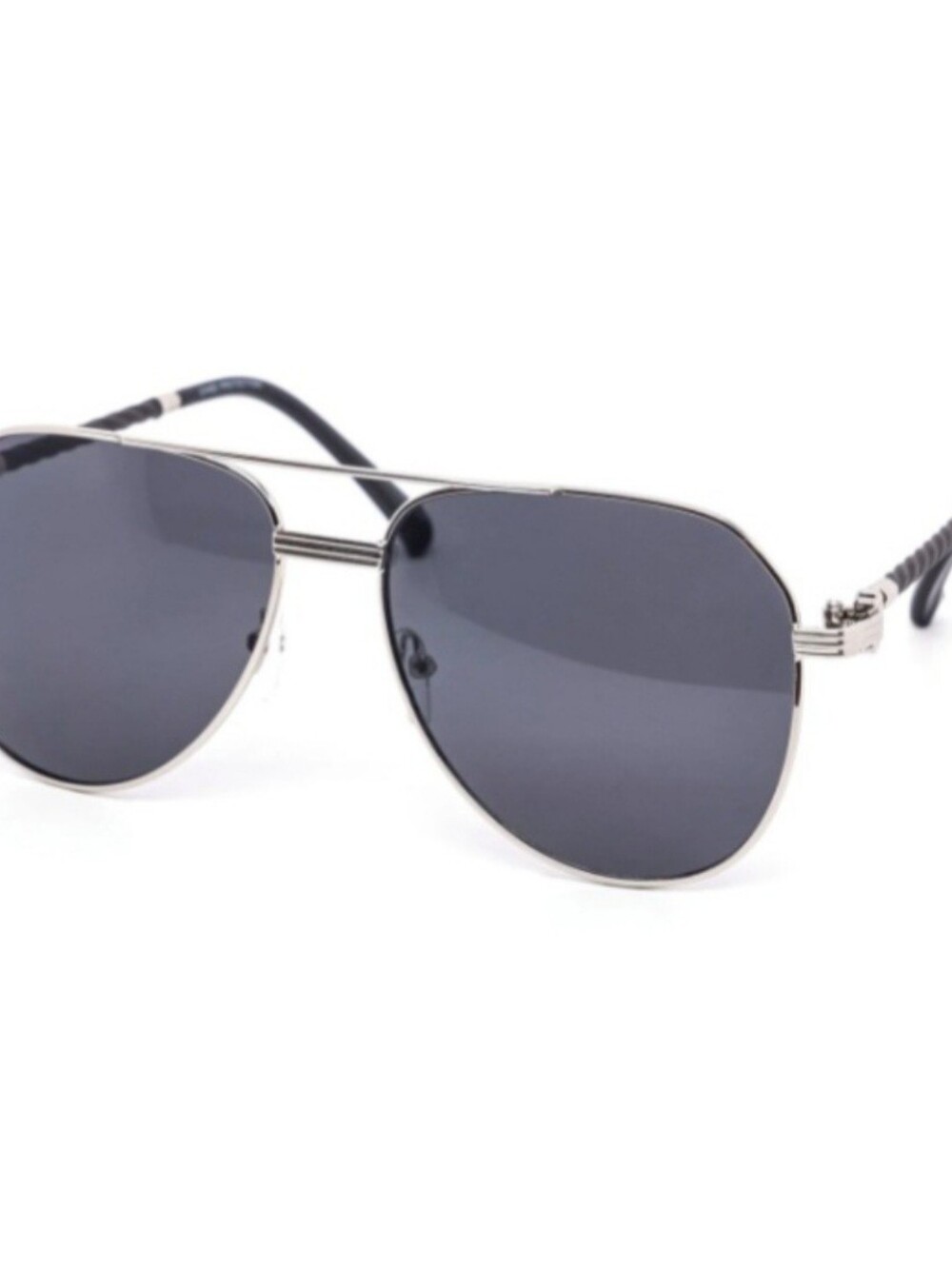 Men's Classic Silver Aviator Sunglasses with Dark Gray Lenses